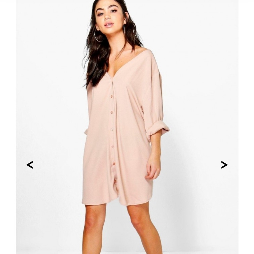 Boohoo VNeck Off Shoulder Shift Dress